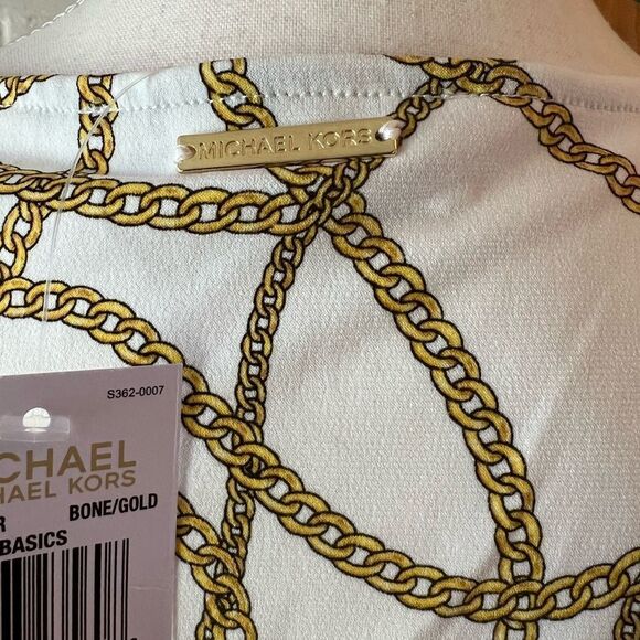 MICHAEL Michael Kors chain print smocked hem blouse size M - Picture 7 of 7